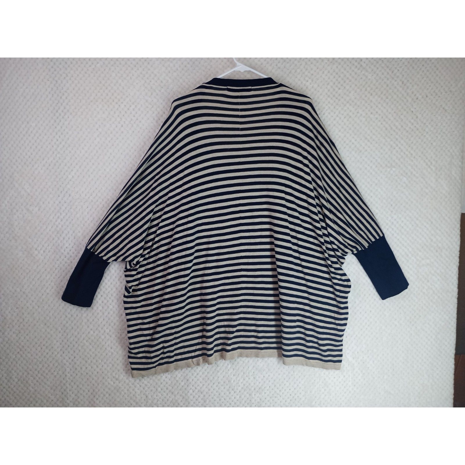 89th & Madison Women's Xl Navy Cream Striped Cardigan Duster — image 8 of 8